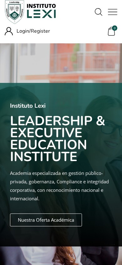 Instituto LEXI website on mobile